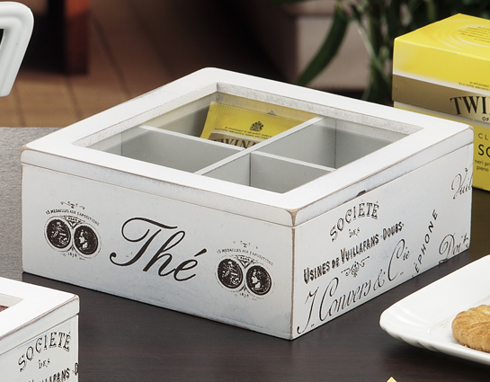 003589 Scatola porta tè 4 scomparti 18x18h7 22450