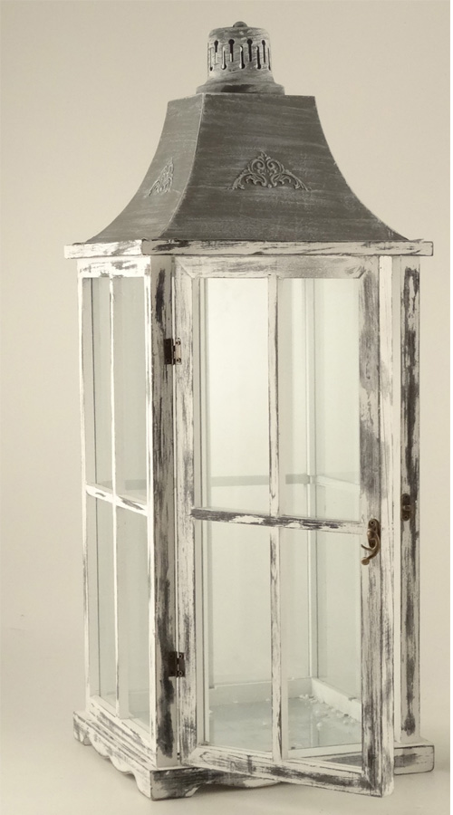 004241 Lanterna legno colorata grigia grande cm.28x28H75  LAN68