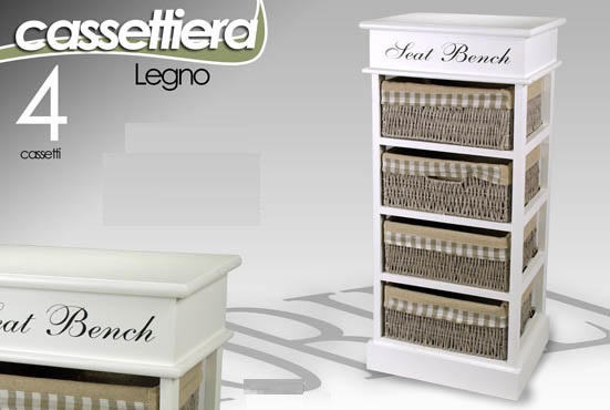 000281 Cassettiera 4 ceste corda cm.36x26H86