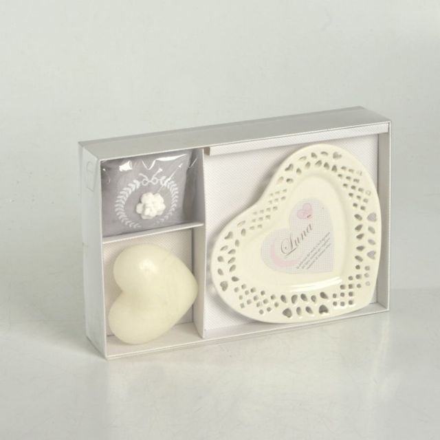 005436 Candela c-piattino cuore luna latte miele